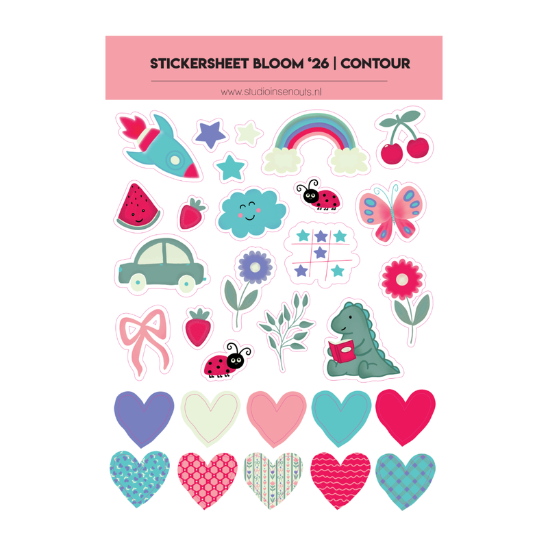 Stickervel Contour Bloom ’26 – Illustratie Stickers – Scrapbook ...