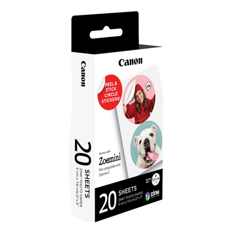 Canon Zoemini 2 | Printerpapier | Zelfklevend ZINK™ Fotopapier | Cirkels 33mm | 20 Ronde Foto Stickervellen