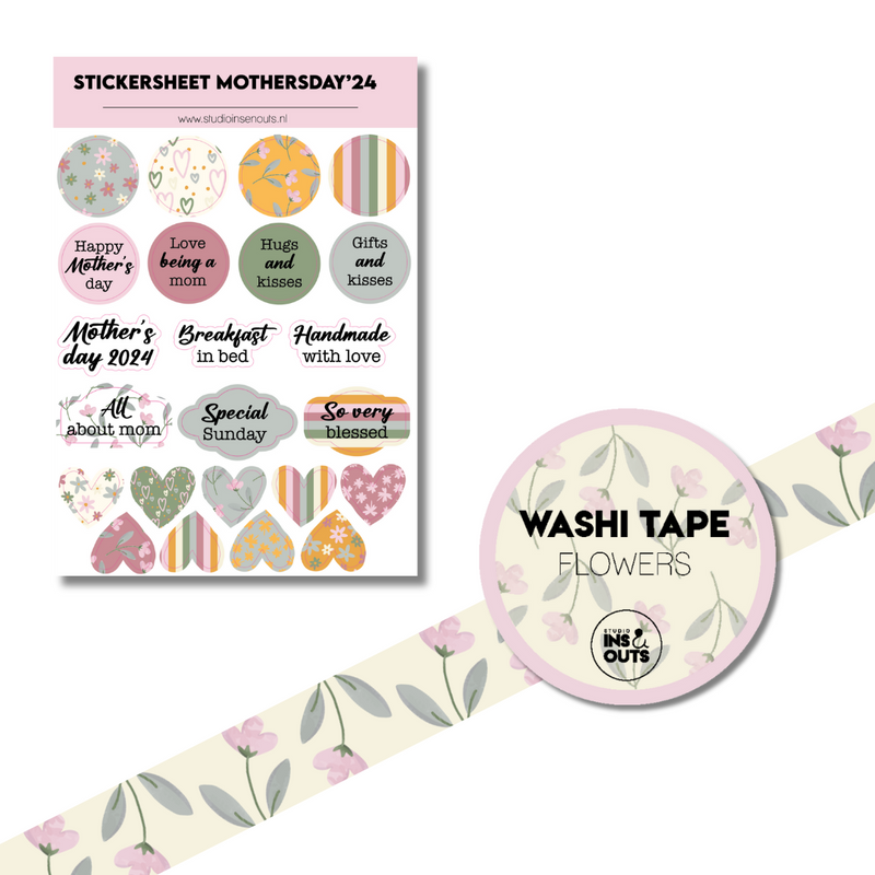 Set van stickervel & washi tape | Moederdag