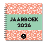 Jaarboek 2026 | Invulboek 2026 | Fotoboek Jaarboek | Bloemetjes Oranje Wit