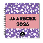 Jaarboek 2026 | Invulboek 2026 | Fotoboek Jaarboek | Bloemetjes Paars Wit