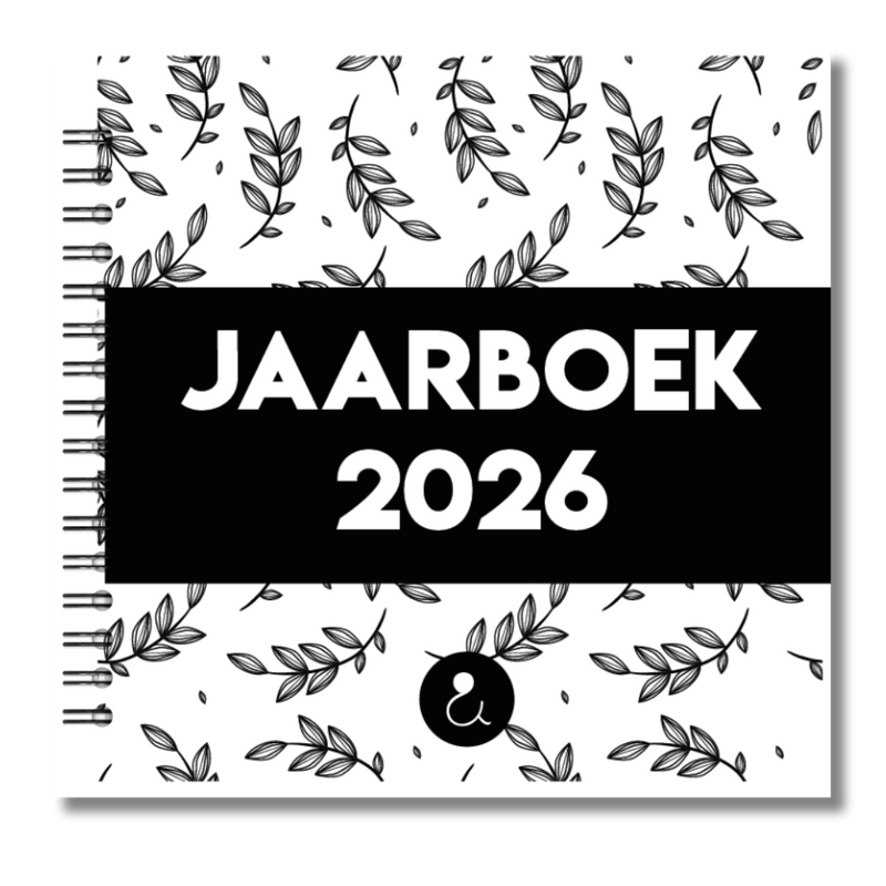 Jaarboek 2026 | Invulboek 2026 | Fotoboek Jaarboek | Botanical Zwart