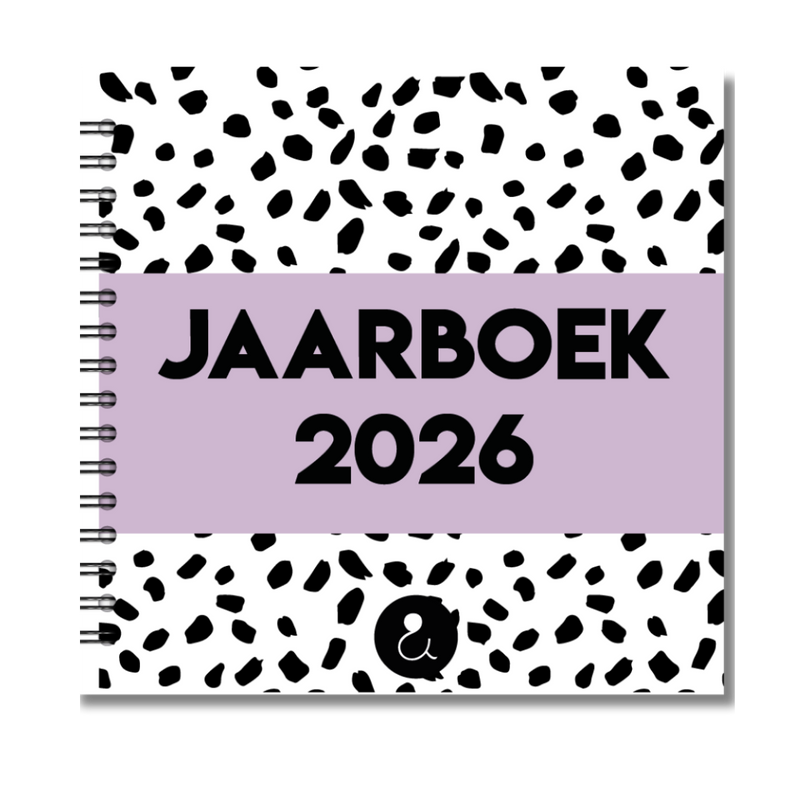 Jaarboek 2026 | Invulboek 2026 | Fotoboek Jaarboek | Dots Lila