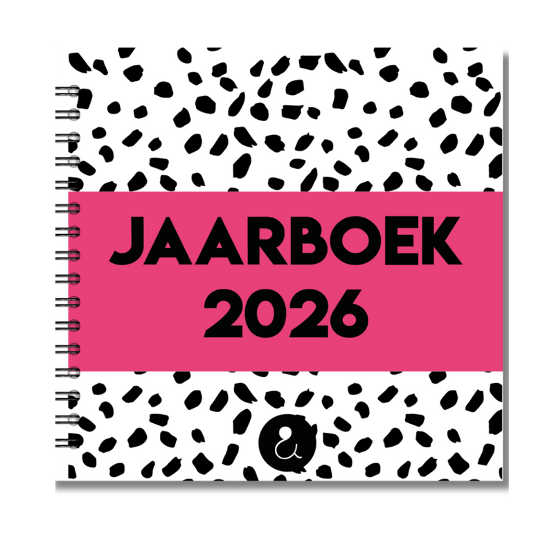 Jaarboek 2026 | Invulboek 2026 | Fotoboek Jaarboek | Dots Roze
