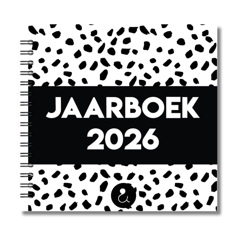 Jaarboek 2026 | Invulboek 2026 | Fotoboek Jaarboek | Dots Zwart