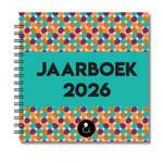 Jaarboek 2026 | Invulboek 2026 | Fotoboek Jaarboek | Druppels Turquoise Oranje Bordeaux