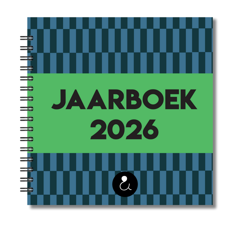 Jaarboek 2026 | Invulboek 2026 | Fotoboek Jaarboek | Hokjes Blauw Groen