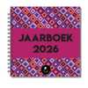 Jaarboek 2026 | Invulboek 2026 | Fotoboek Jaarboek | Ruitjes Roze Paars Oranje