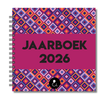 Jaarboek 2026 | Invulboek 2026 | Fotoboek Jaarboek | Ruitjes Roze Paars Oranje