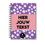 Plakboek A5 Op Maat | Fotoboek Eigen Tekst | Gepersonaliseerd Scrapbook | A5 - 14,9x21cm | Paars Met Witte Bloemetjes