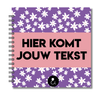 Plakboek Op Maat | Fotoboek Eigen Tekst | Gepersonaliseerd Scrapbook | Vierkant 21x21cm | Paars Met Witte Bloemetjes