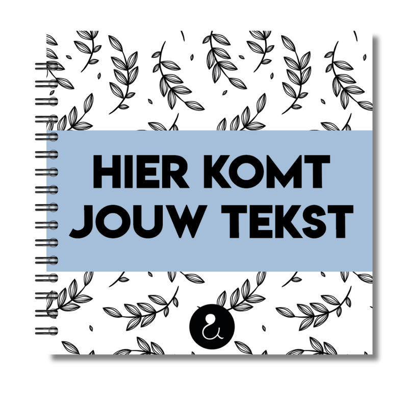 Plakboek Op Maat | Fotoboek Eigen Tekst | Gepersonaliseerd Scrapbook | Vierkant 21x21cm | Botanical Blauw