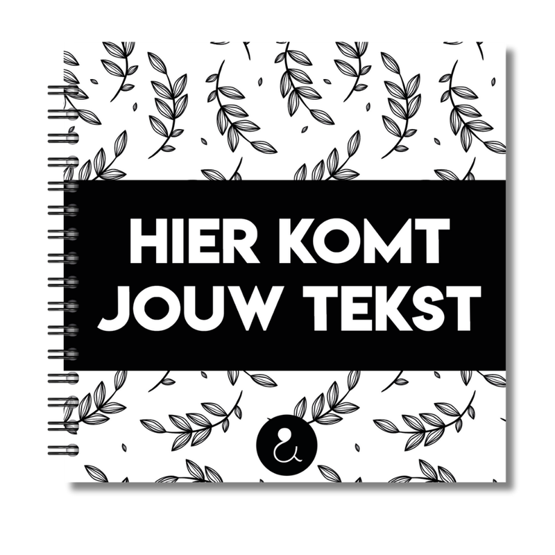 Plakboek Op Maat | Fotoboek Eigen Tekst | Gepersonaliseerd Scrapbook | Vierkant 21x21cm | Botanical Zwart