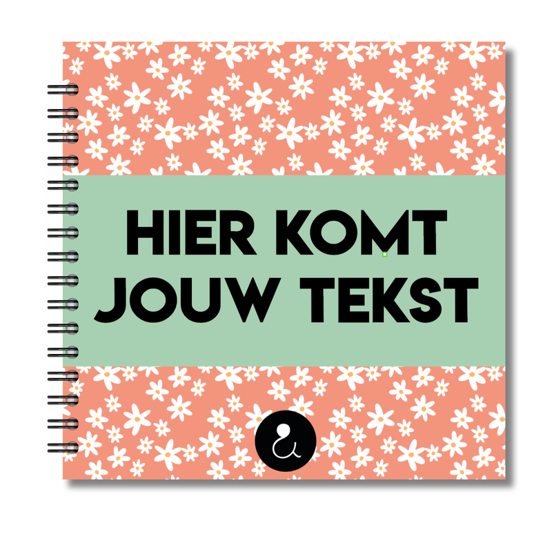Plakboek Op Maat | Fotoboek Eigen Tekst | Gepersonaliseerd Scrapbook | Vierkant 21x21cm | Bloemetjes