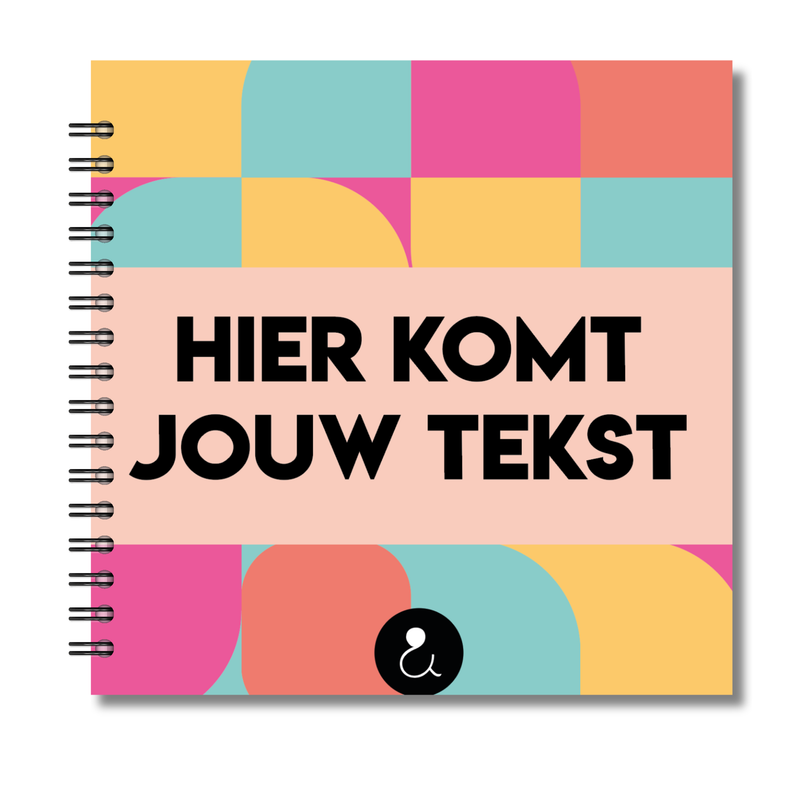 Plakboek Op Maat | Fotoboek Eigen Tekst | Gepersonaliseerd Scrapbook | Vierkant 21x21cm | Kleurrijke Vormen