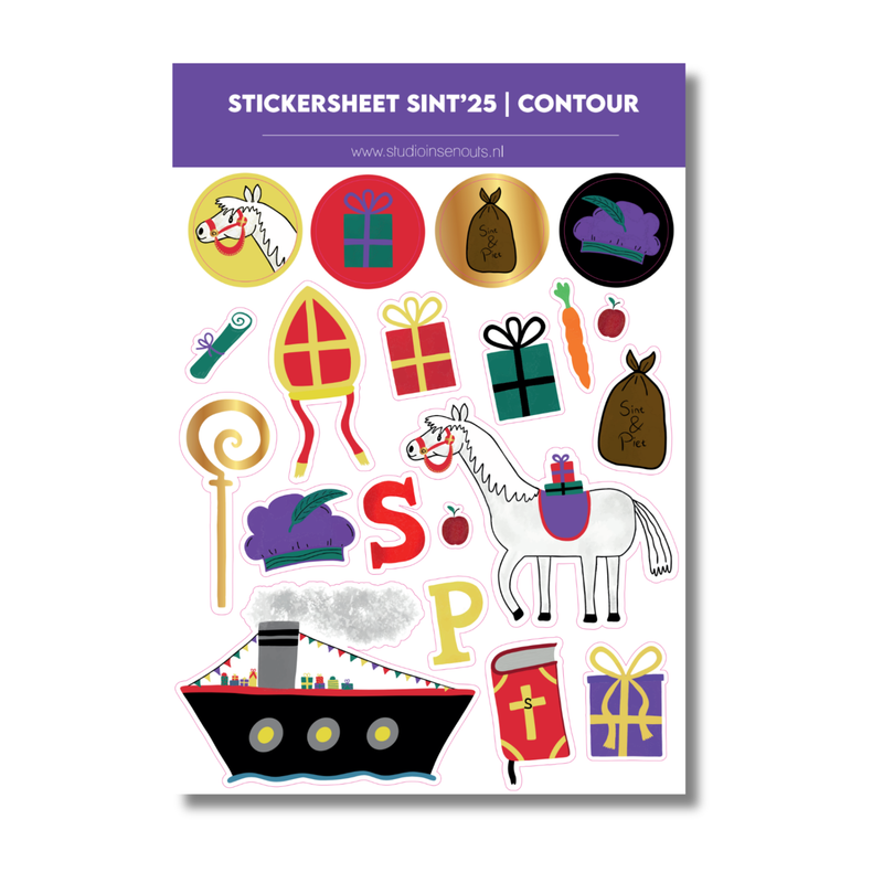 Sinterklaas Tekst Stickers | Stickervel Contour | Sint'25