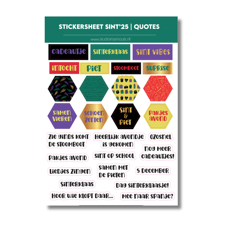 Sinterklaas Tekst Stickers | Stickervel Quotes | Sint'25