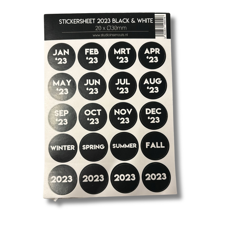 Stickervel Maanden 2023 | Black & White