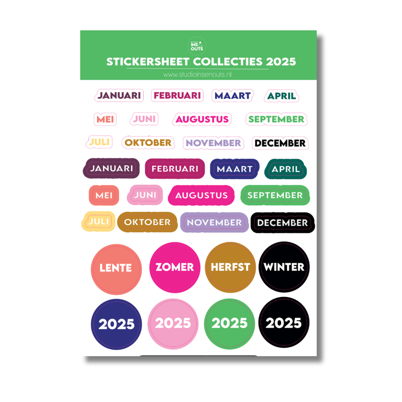Stickervel Maanden 2025 | Collectie'25 Kleuren
