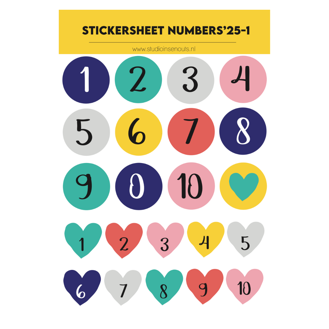 Stickervel Numbers-1 | Cijfers '25 – Studio Ins en Outs