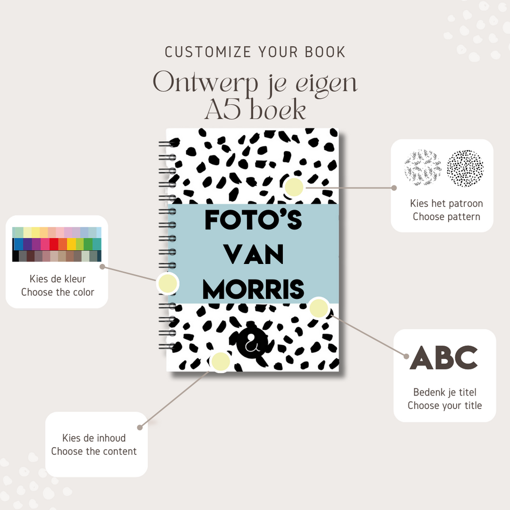 A5 plakboek of invulboek op maat – Ontwerp je eigen Botanical of Dots editie