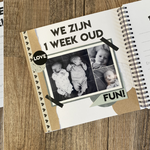 Invulboek voor tweeling baby's ons eerste jaar | groen