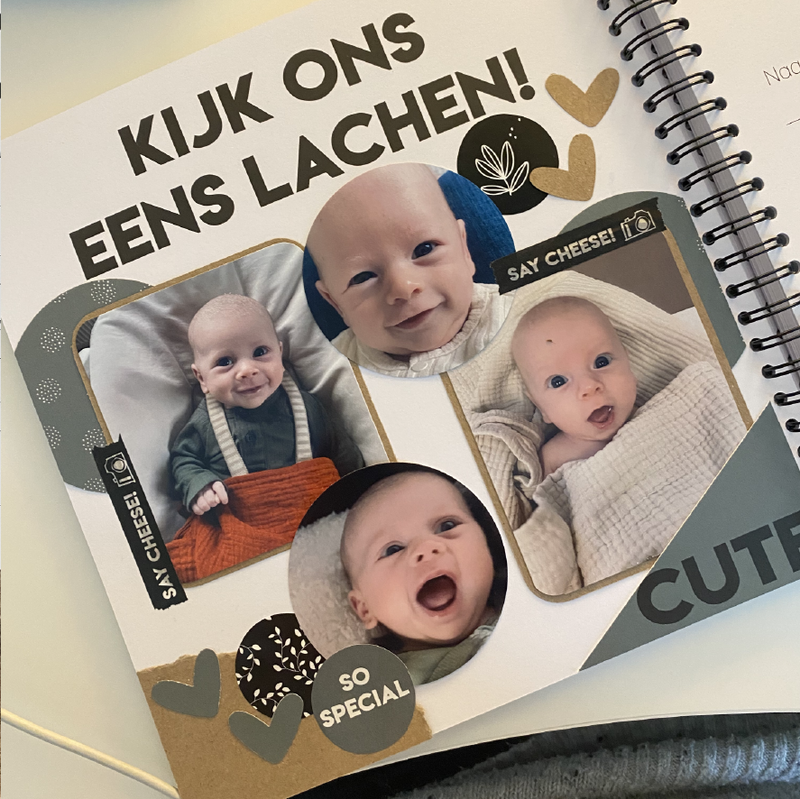 Invulboek voor tweeling baby's ons eerste jaar | groen
